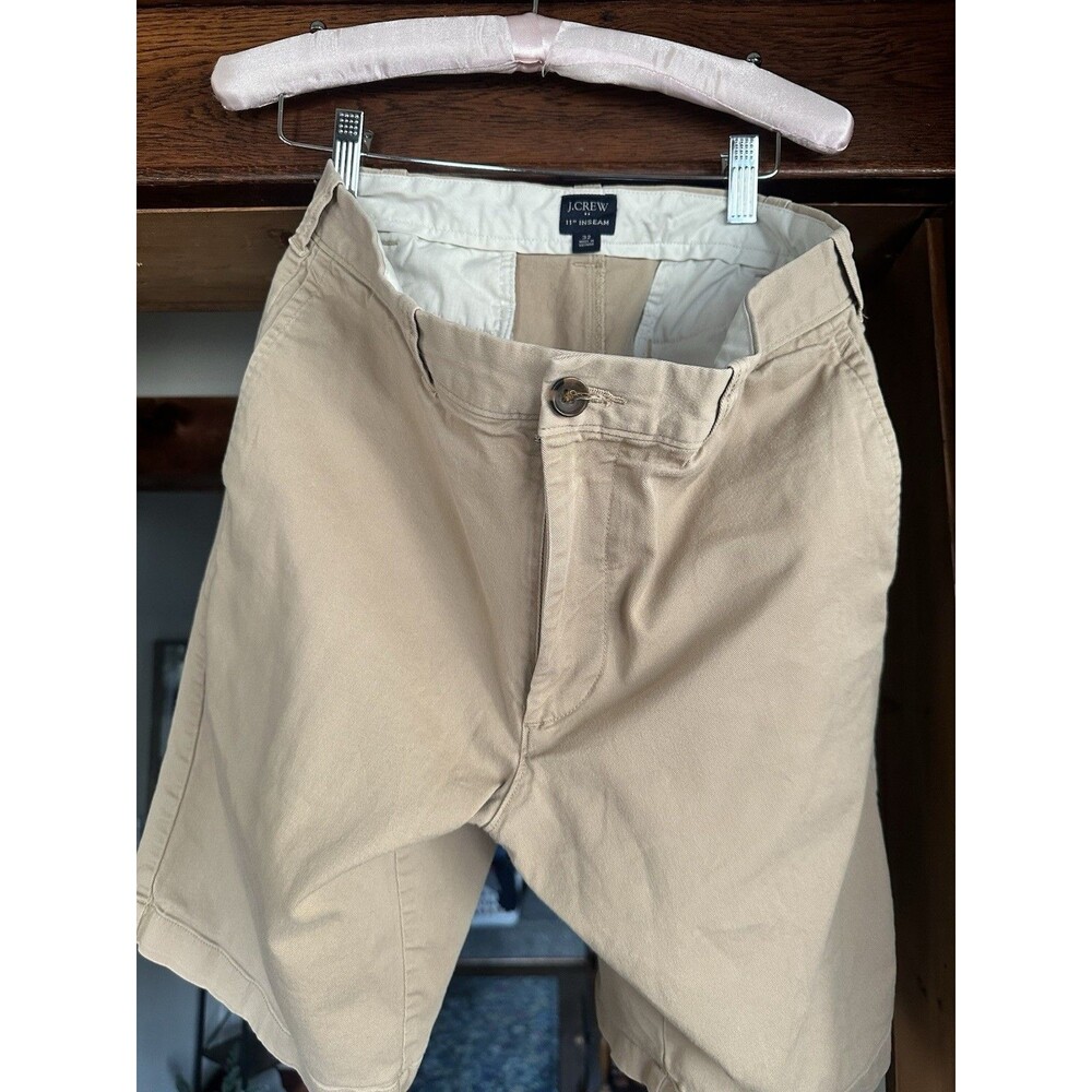 J.CREW Beige Chino Shorts Cotton Flat Front Button Pockets 11" Inseam Men